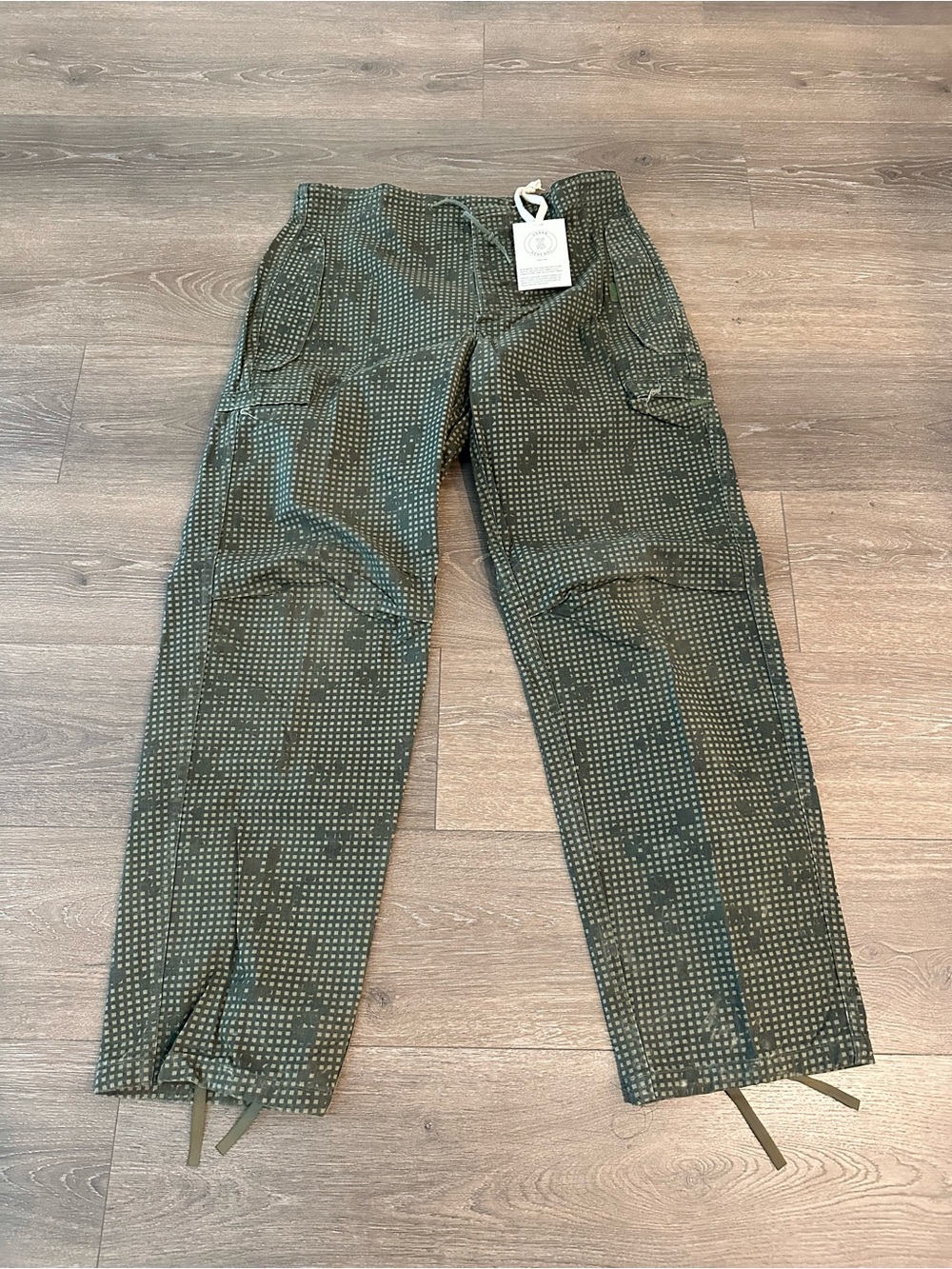 Urban Renewal Olive Green Cargo Trousers with Dot Print